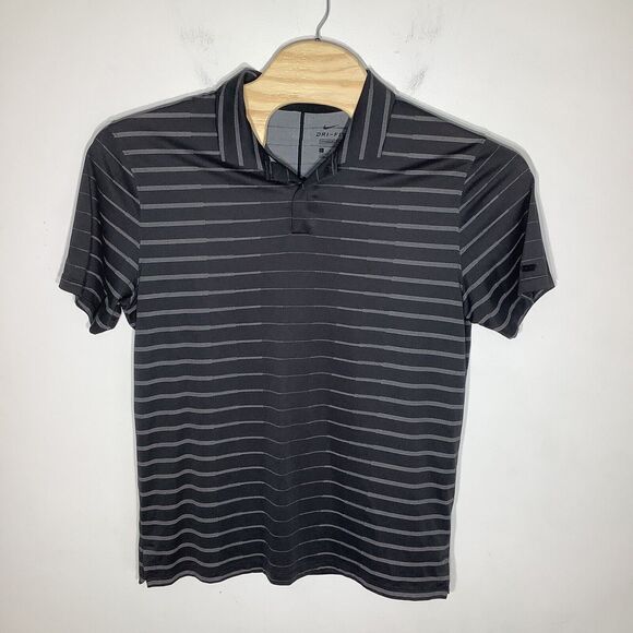 NIke Tiger Woods Mens Short Sleeve Dri Fit Golf Polo Black Size Large - Picture 2 of 7